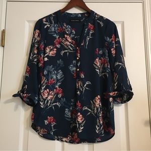 Ivanka Trump Blue Floral Chiffon Blouse